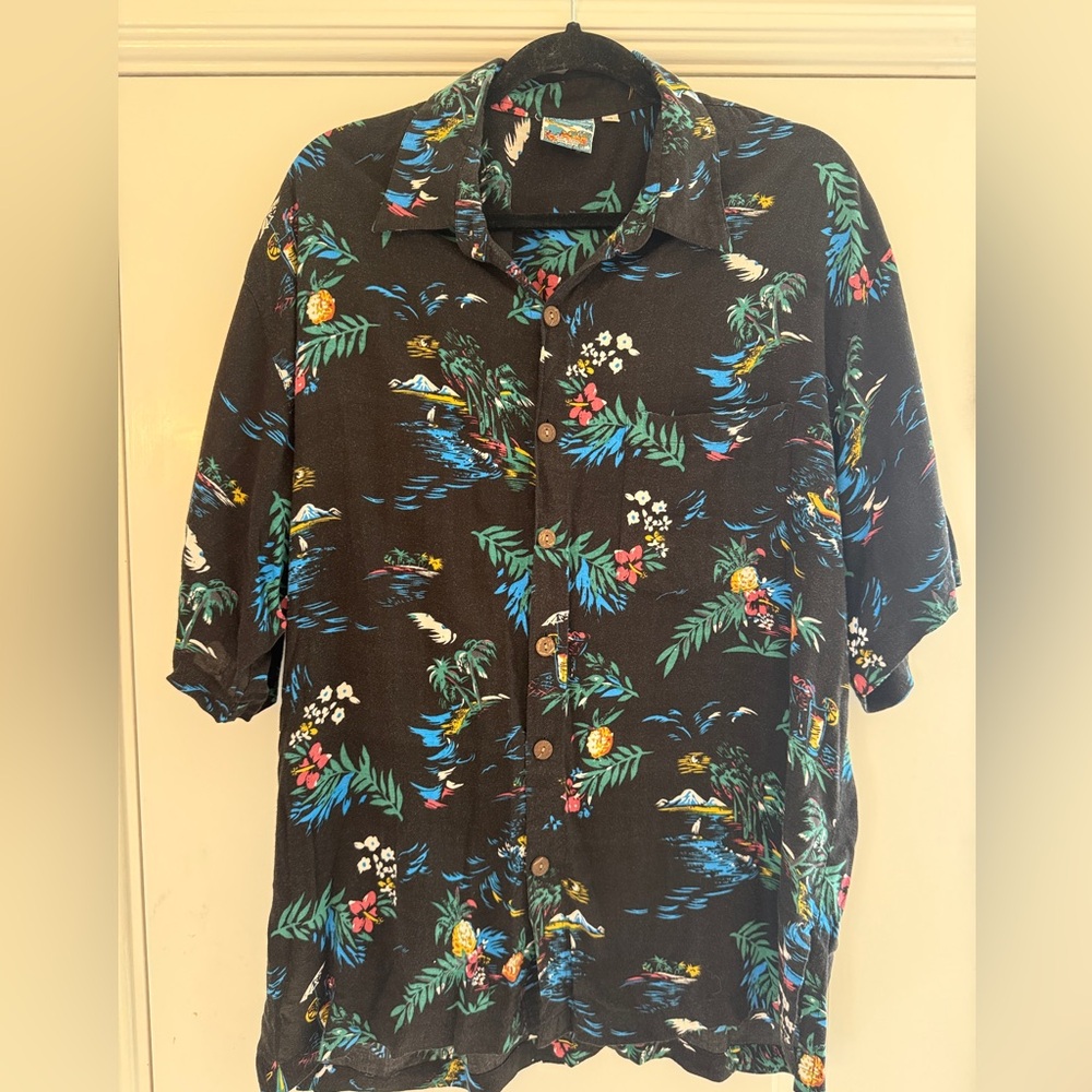 90’s vintage Hawaiian Moon tropical Short Sleeve button up short Sleeve XL